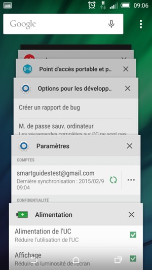 Sélectionnez l'icône X pour fermer toutes les applis en cours d'exécution