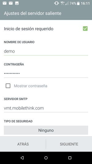 Introduzca la dirección de servidor saliente