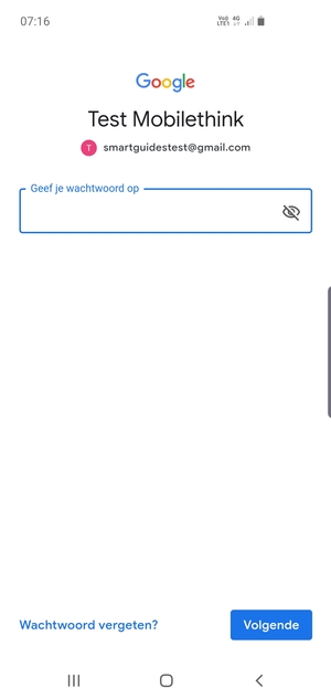Voer uw Gmail wachtwoord in en selecteer Volgende