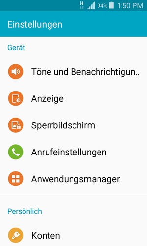 Um Ihre Bildschirmsperre zu aktivieren, gehen Sie zum Einstellungen Menü und wählen Sie  Sperrbildschirm