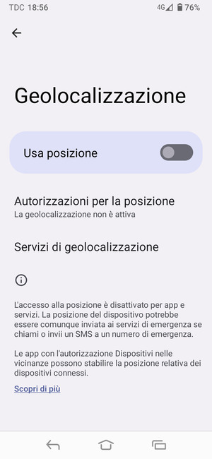 Disattiva Usa posizione