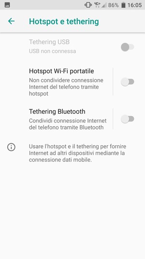 Seleziona Hotspot Wi-Fi portatile
