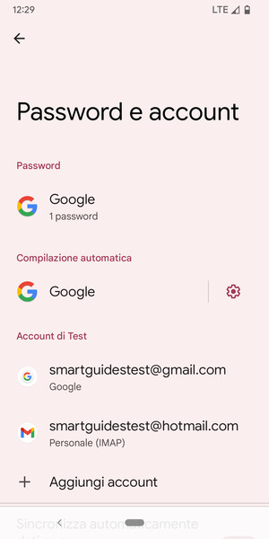 Seleziona il tuo account Google