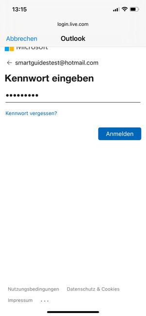 Geben Sie Ihre Passwort ein und wählen Sie Anmelden