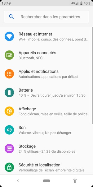 Sélectionnez Réseau et Internet