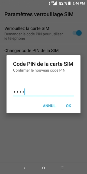 Veuillez confirmer votre nouveau Code PIN et sélectionner OK