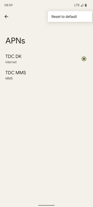 Select Reset to default