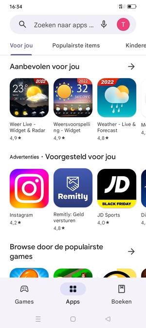 Selecteer de zoekbalk