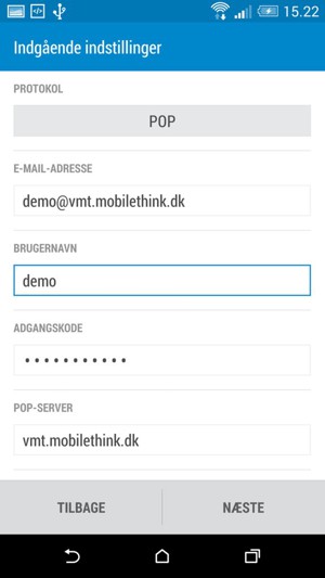 Indtast e-mail-oplysninger for Indgående serverindstillinger