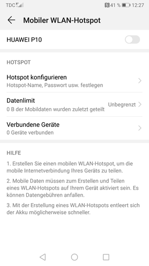 Wählen Sie Hotspot konfigurieren