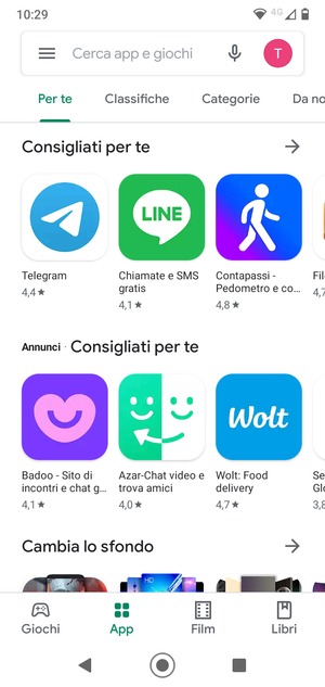 Seleziona la barra di ricerca