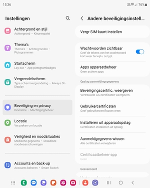 Selecteer Vergr SIM-kaart instellen