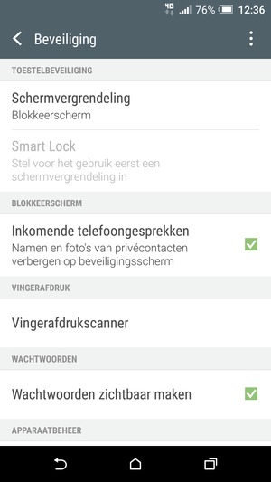 Selecteer Schermvergrendeling