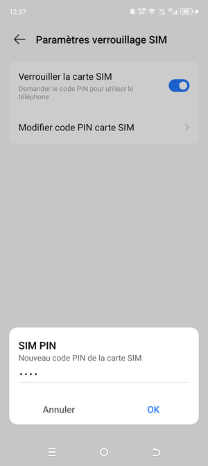 Saisissez votre Nouveau code PIN de la carte SIM et sélectionnez OK
