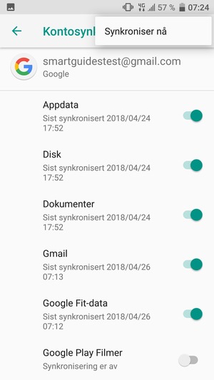Velg Synkroniser nå