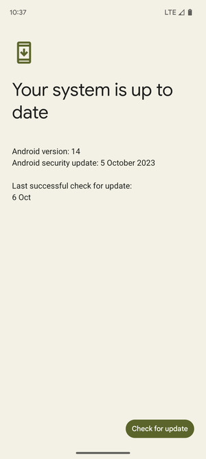 If your phone is up to date, you will see the following screen