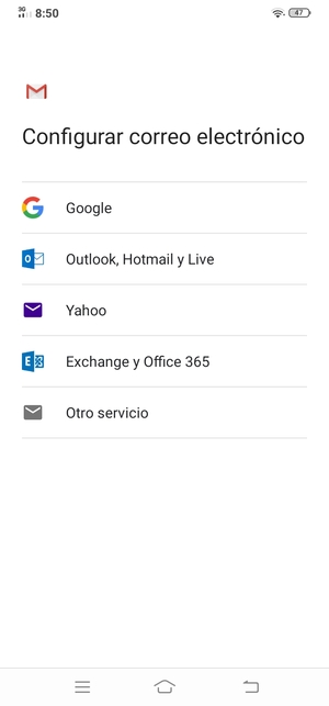 Seleccione Outlook, Hotmail y Live