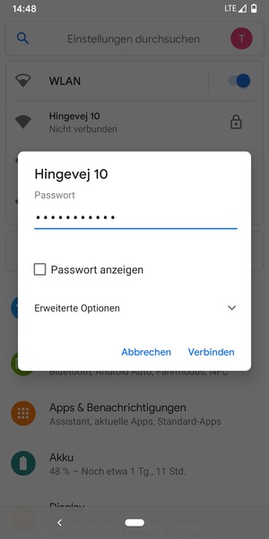 Geben Sie das WLAN-Passwort ein und wählen Sie Verbinden