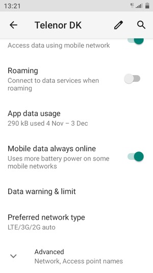 Scroll to and select Advanced
