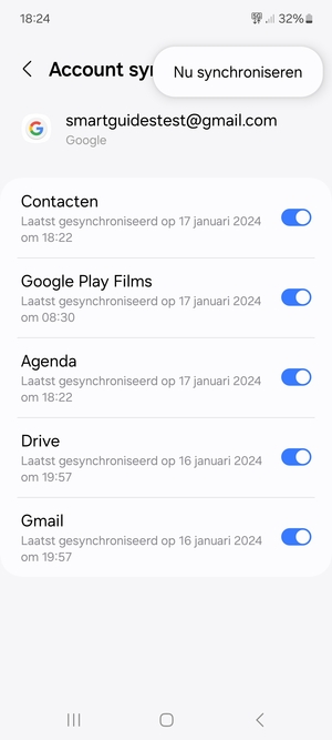 Selecteer Nu synchroniseren