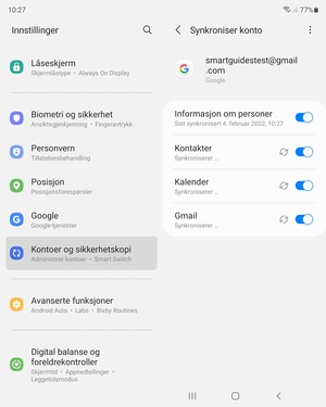Din informasjon blir synkronisert