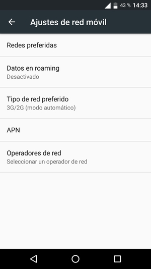 Seleccione Tipo de red preferido