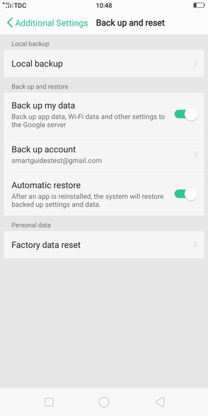 Select Back up account