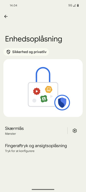 Din telefon er nu sikret med en skærmlås