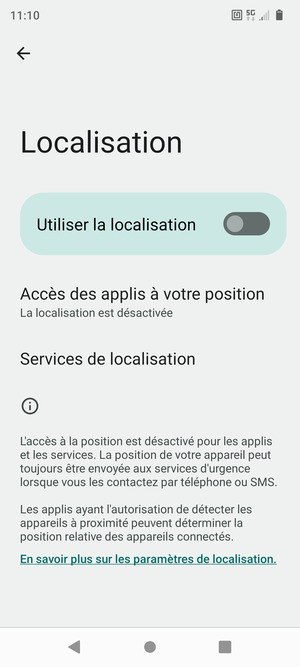 Désactiver le Utiliser la localisation