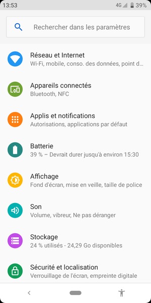 Sélectionnez Réseau et Internet