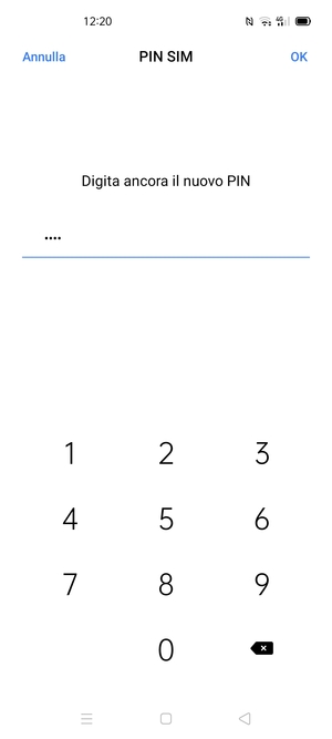Conferma il nuovo PIN e seleziona OK