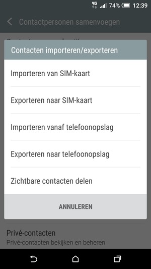 Selecteer Importeren van SIM-kaart