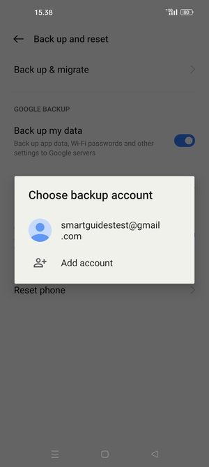 Select your backup account