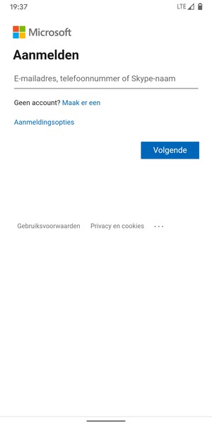 Voer uw e-mailadres in en selecteer Volgende