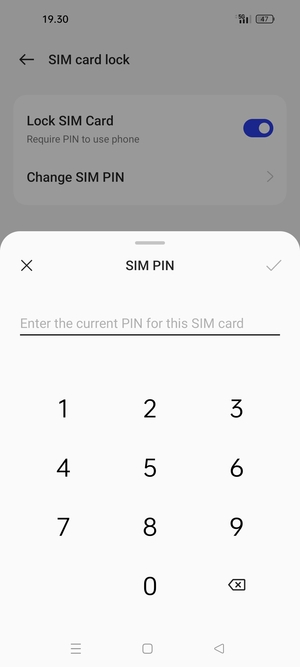 Enter Current SIM PIN and select OK