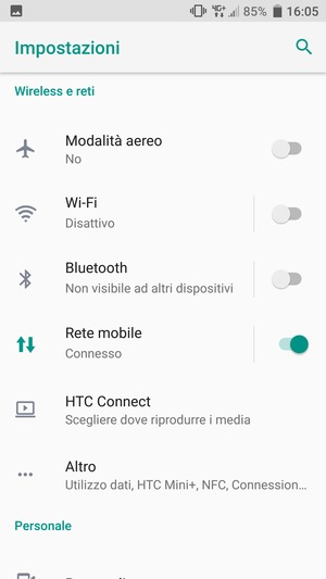 Seleziona Rete mobile