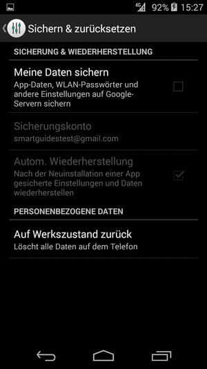 Aktivieren Sie das Kontrollkästchen Meine Daten sichern