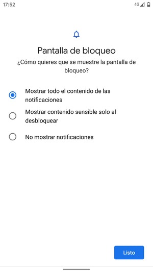 Seleccione la opción deseada y seleccione Listo