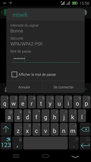 Saisissez le mot de passe du Wi-Fi et sélectionnez Se connecter