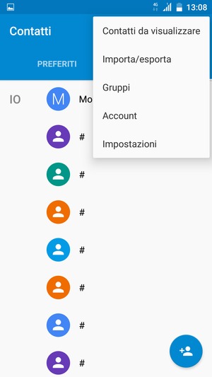 Seleziona Importa/esporta