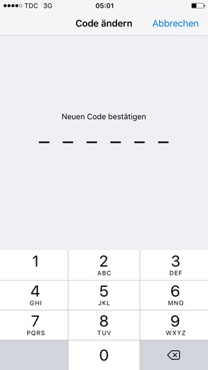 Geben Sie erneut Ihren neuen Code ein
