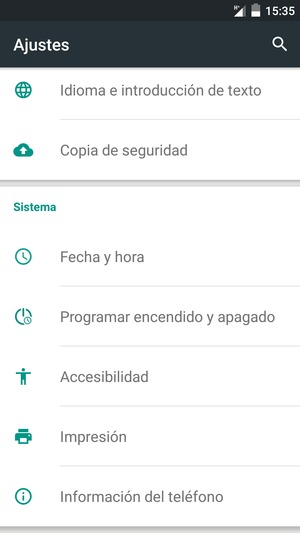Desplácese y seleccione Información del teléfono