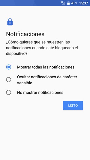 Seleccione la opción deseada y seleccione LISTO