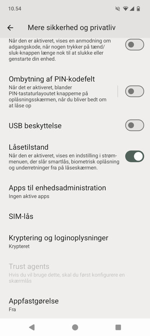 Scroll til og vælg SIM-lås