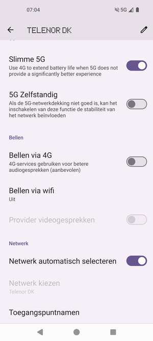 Scroll naar en selecteer Toegangspuntnamen