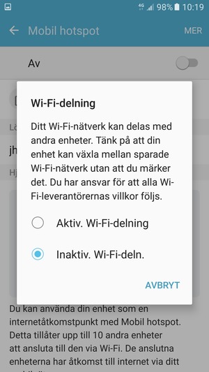 Tryck på ditt föredragna alternativ