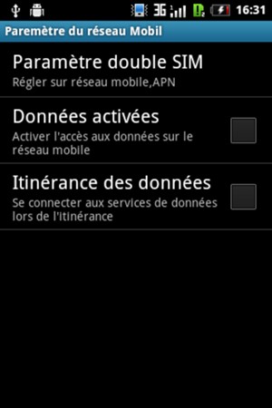 Si votre écran ressemble à ceci, sélectionnez Paramètre double SIM