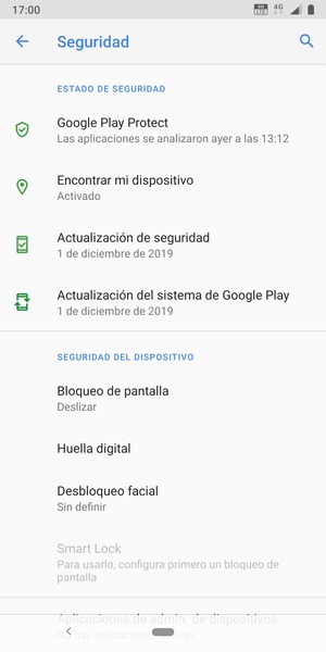 Para activar su bloqueo de pantalla, vaya al menú Seguridad y seleccione Bloqueo de pantalla