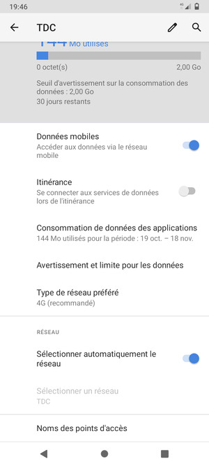 Faites défiler et sélectionnez Noms des points d'accès