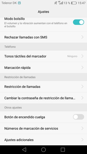 Desplácese y seleccione Ajustes adicionales